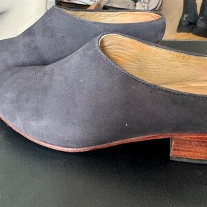 Nisolo Blue Suede Heeled Mules